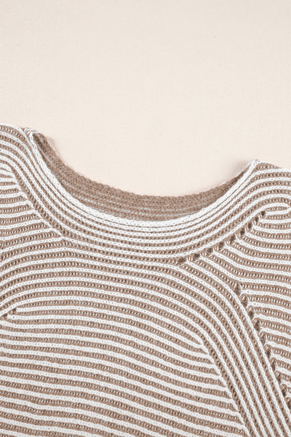 Striped Print Ribbed Knit Raglan Sleeve Baggy Sweater
