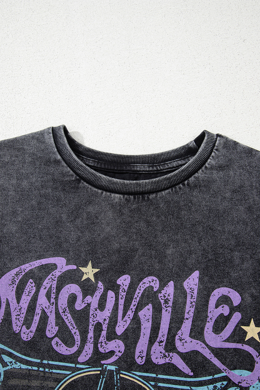Black Vintage Nashville Mineral Washed Graphic Tee
