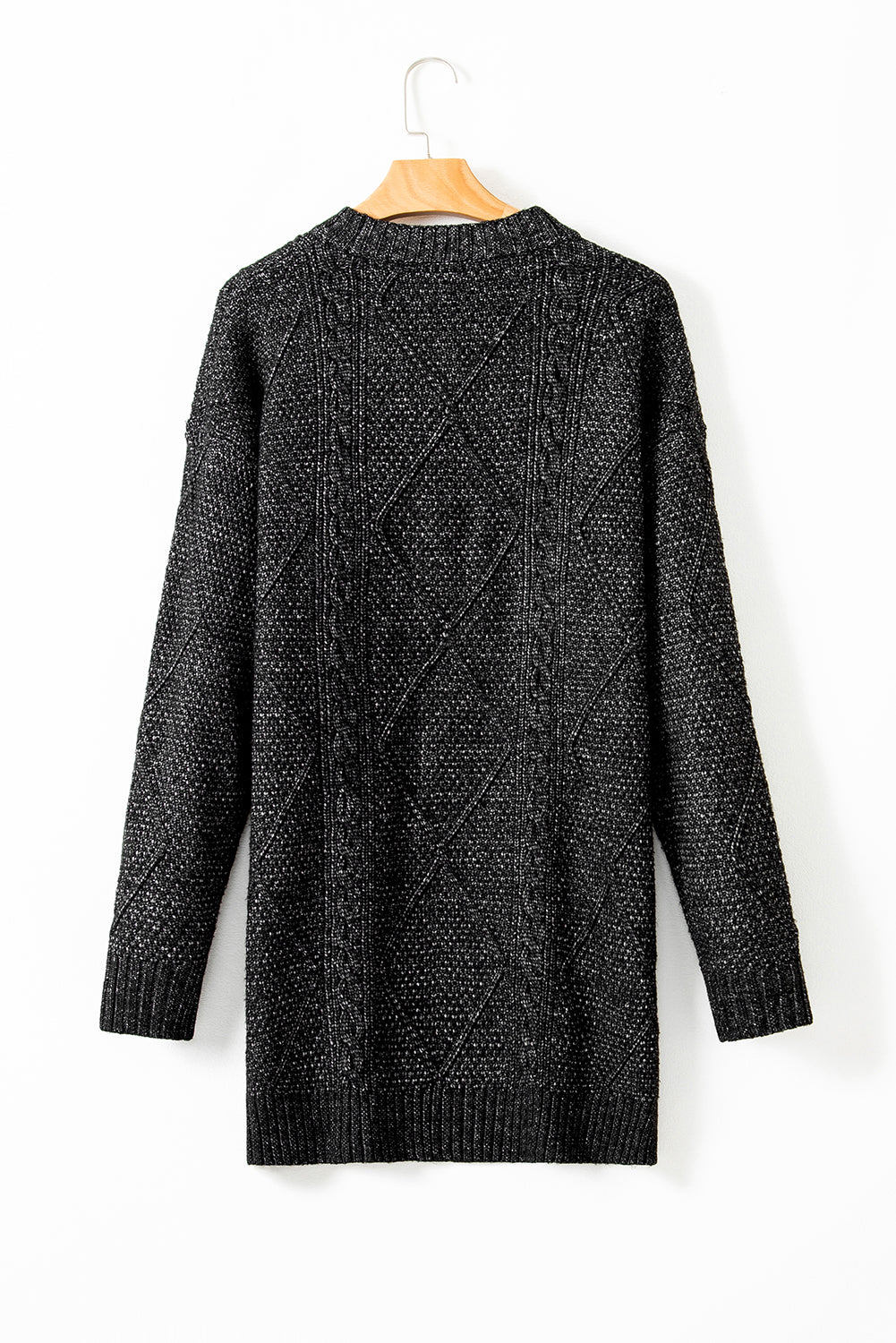 Mist Green Twist Cable Knit Drop Shoulder Loose Fit Sweater Dress