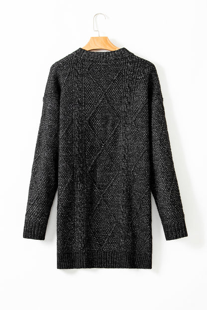 Mist Green Twist Cable Knit Drop Shoulder Loose Fit Sweater Dress