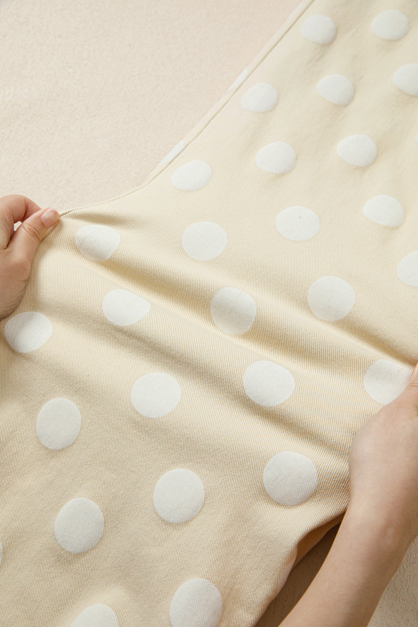 Polka Dot Print Raw Hem Shift Jeans