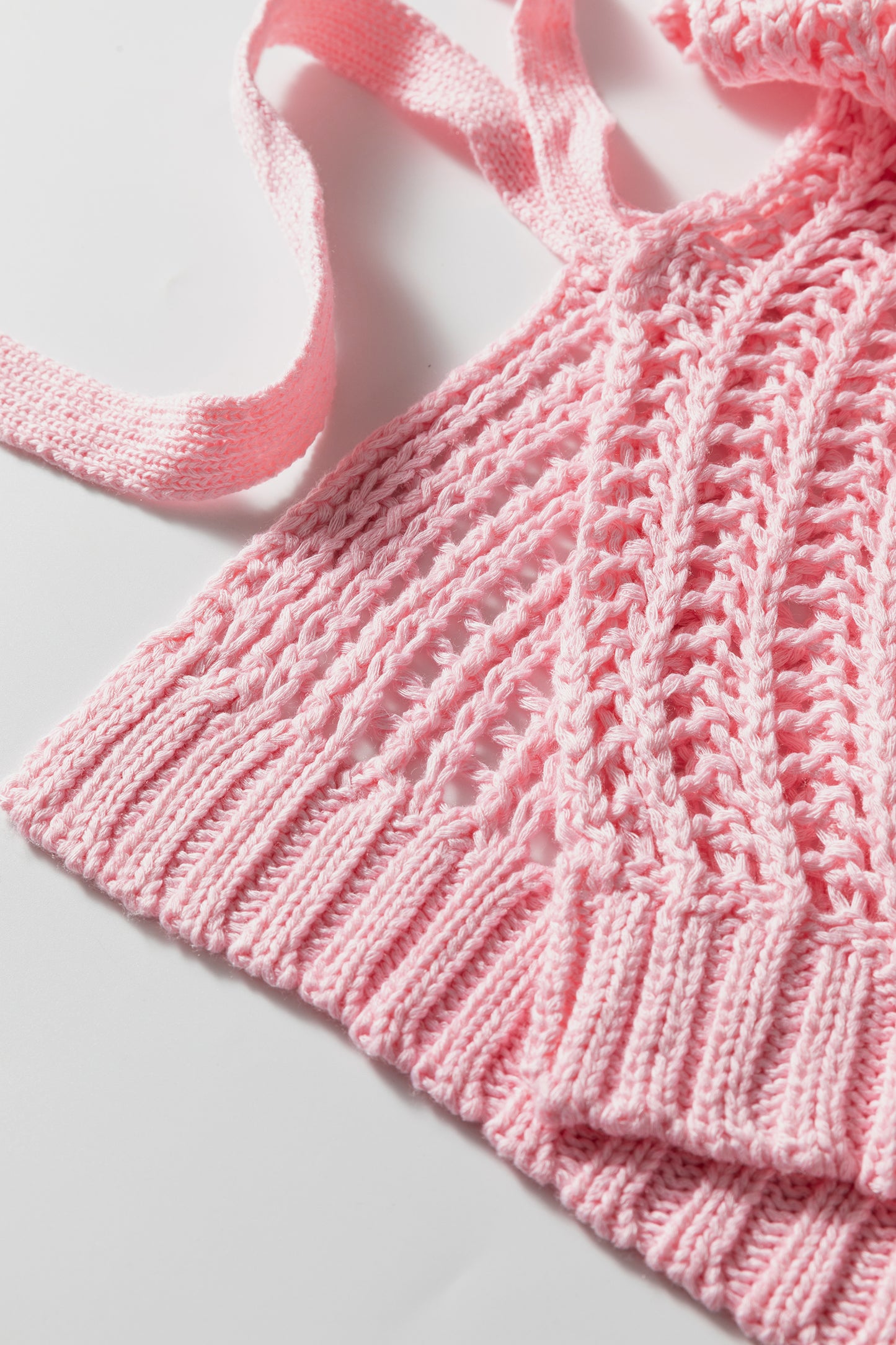 Open Knit Bow Tie Short Sleeve Sweater