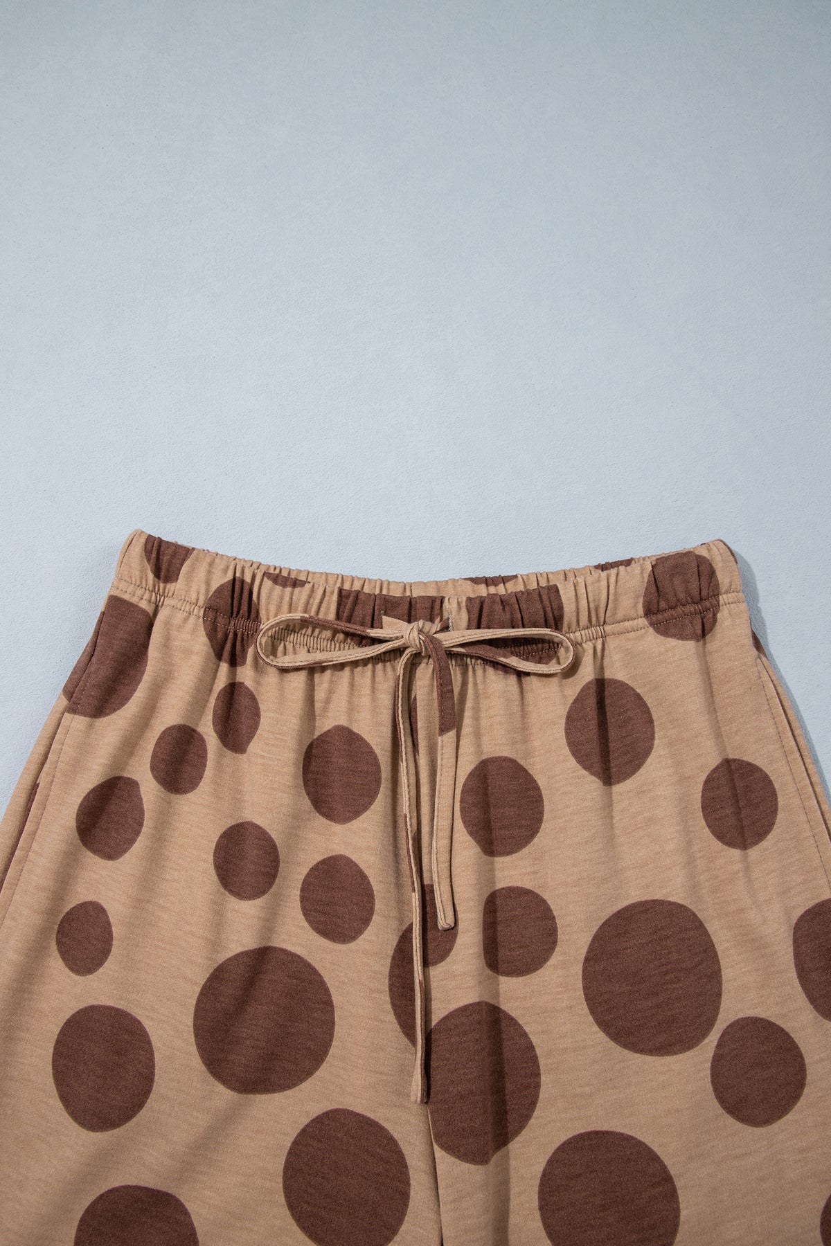 Polka Dot Long Sleeve Top Drawstring Relaxed Pants Set