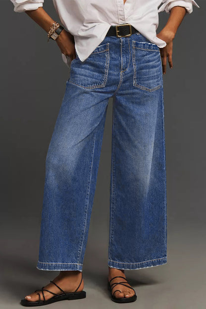 Minimalist Patch Pocket High Waist Shift Jeans