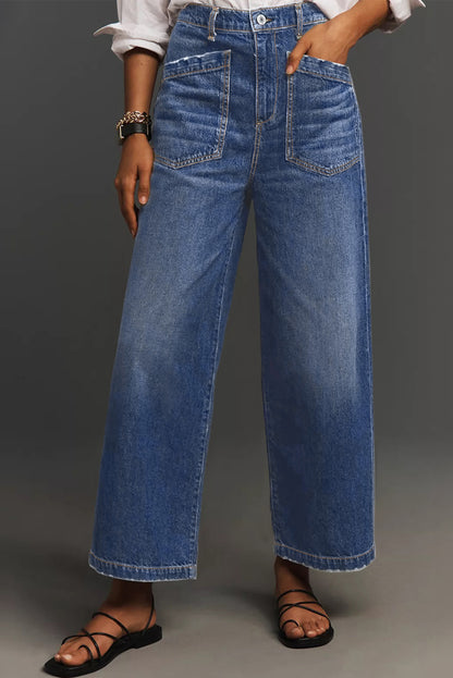 Minimalist Patch Pocket High Waist Shift Jeans