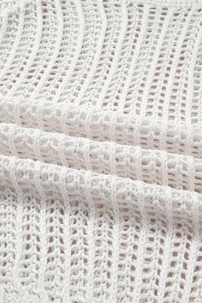 Open Knit Bow Tie Short Sleeve Sweater