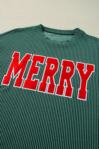 Corded MERRY Long Sleeve Top and Shorts Pajama Set