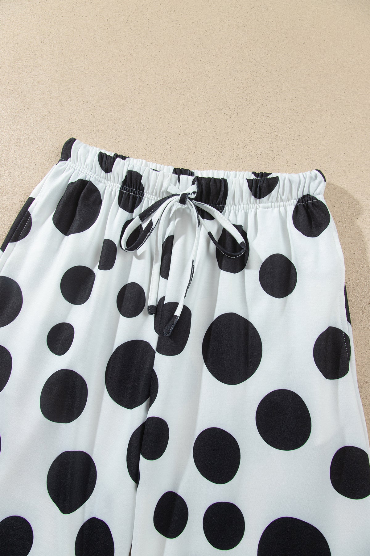 Polka Dot Long Sleeve Top Drawstring Relaxed Pants Set