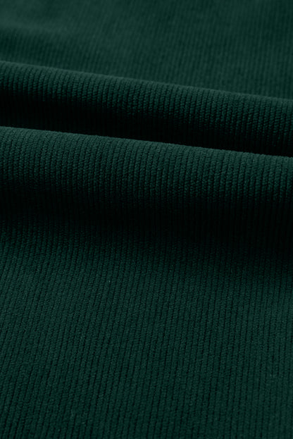 Evergreen Corduroy V Neck Patched Pocket Sleeveless Jumpsuit