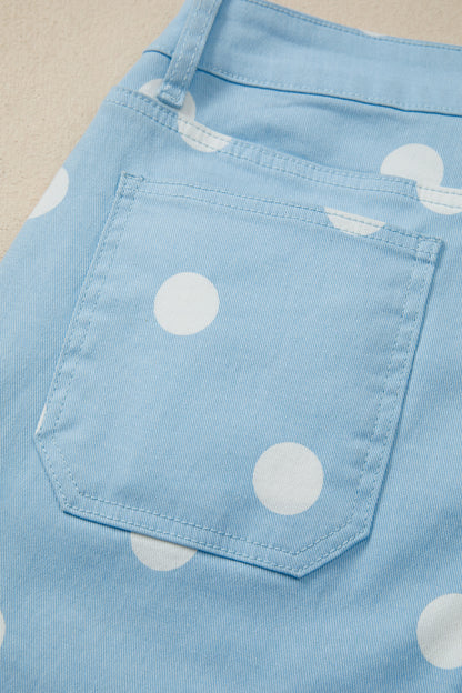 Polka Dot Print Raw Hem Shift Jeans